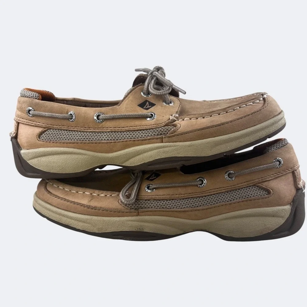 Sperry Top-Sider Boat Deck‎ Shoes Mens Size 8 Brown Leather Lace Up Nautical
